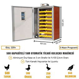 500 tavuk kuluçka makinesi